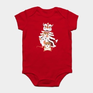 Year of the Rat - Chinese New Year - Dragon Dance Cute Rats Baby Bodysuit